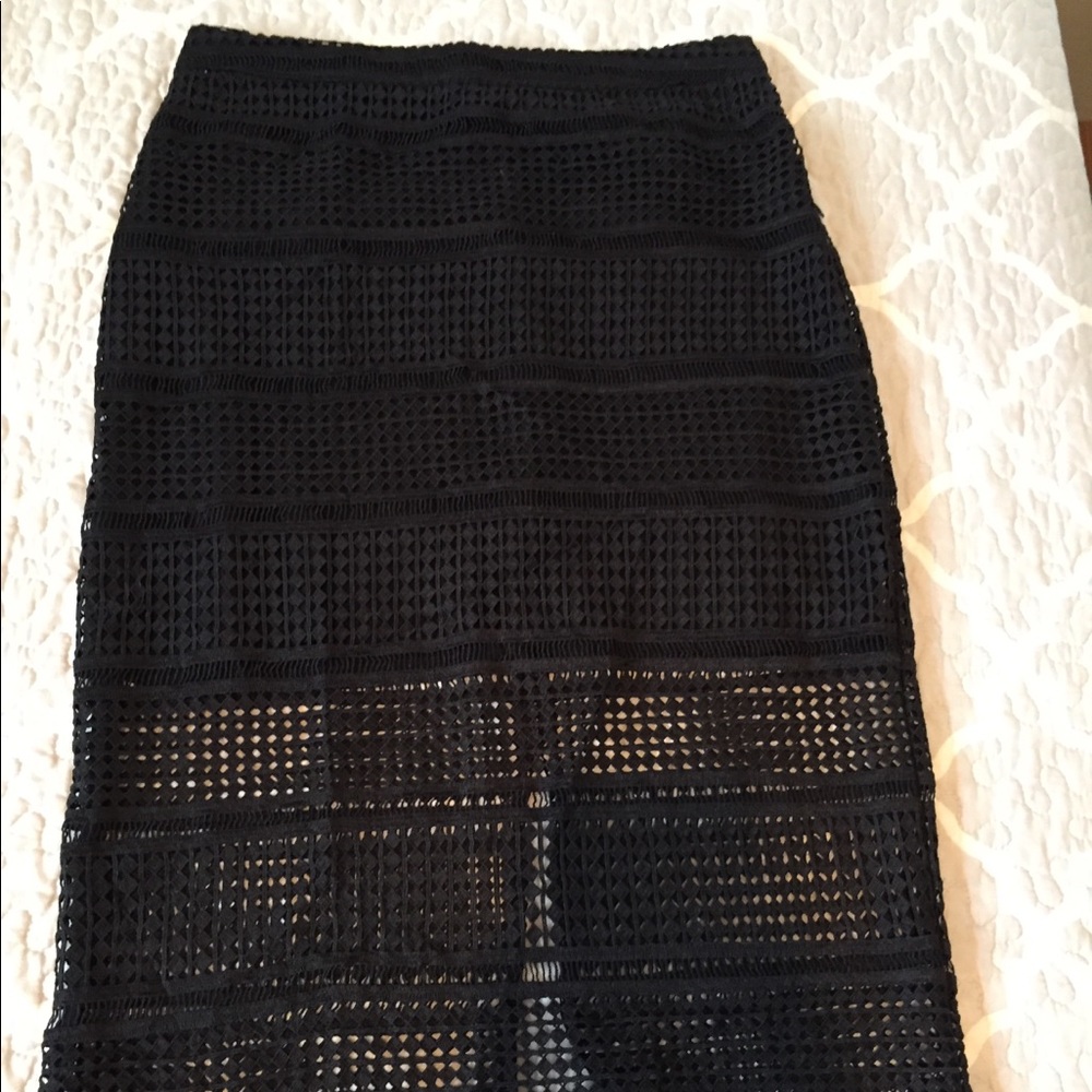 Abercrombie & Fitch black lace midi skirt
